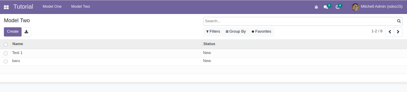 action window with a search view in odoo